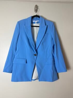 VERONICA BEARD DICKEY BLAZER JACKET 12 BLUE LONG AND LEAN QUIET LUXURY PREPPY